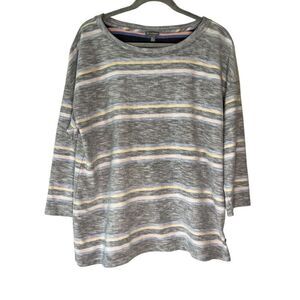 T by Talbots Women’s Stripes 3/4 Sleeve Button up Back Top XL